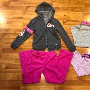 SOLD Love Hoodie (Kohls) and 3 pairs of bottoms.